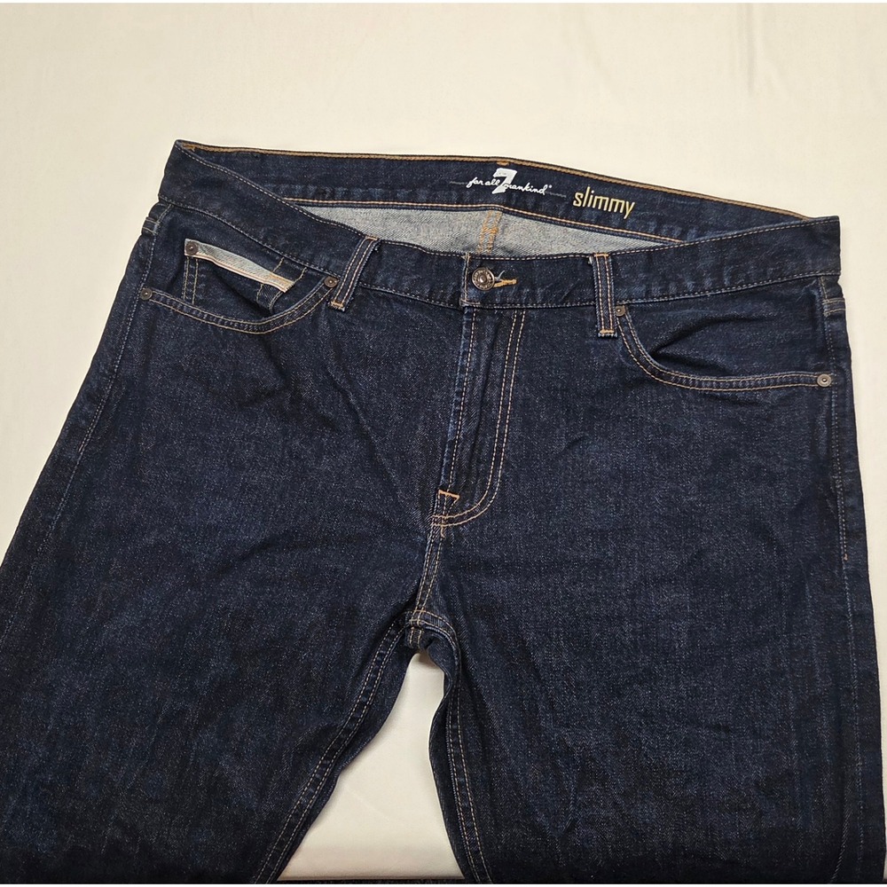 7 For All Mankind Slimmy 36x32 Dark Wash Slim Straight Jeans